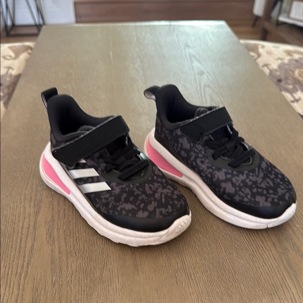 Adidas Kids size 8 Black and Pink Sneakers